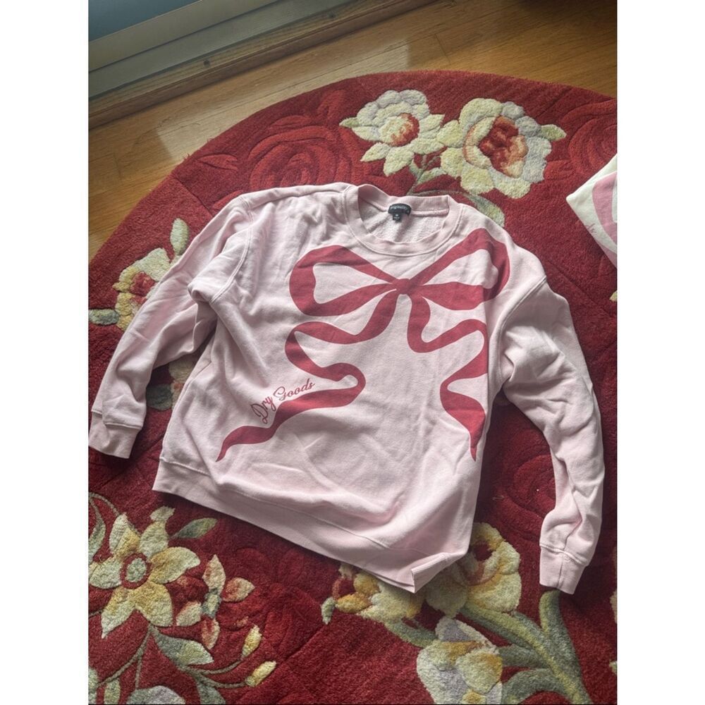 Dry Goods Pink Sweatshirt with Dark-Pink Bow Graphic
